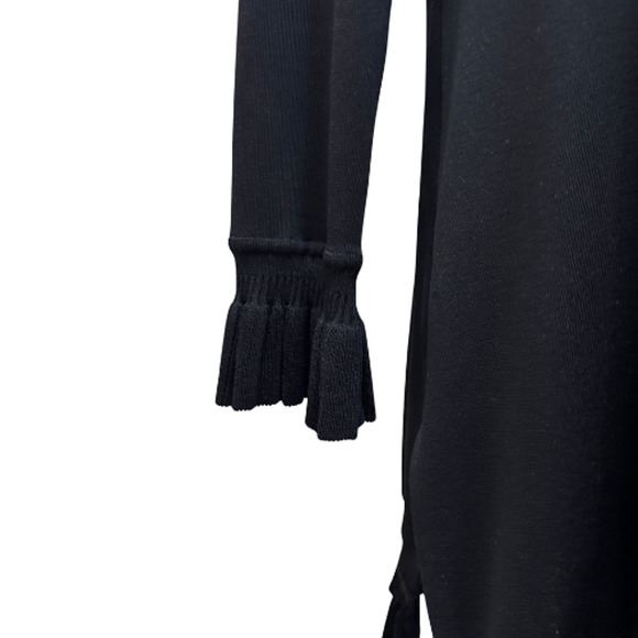 Misook Black Ruffled Knit Long Cardigan Sweater Jacket Size M 100% Acrylic - Picture 9 of 9